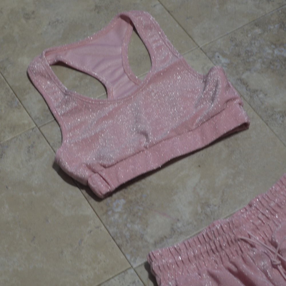 Two Piece Sparkly Set Boutique New Pink SML - Picture 7 of 8